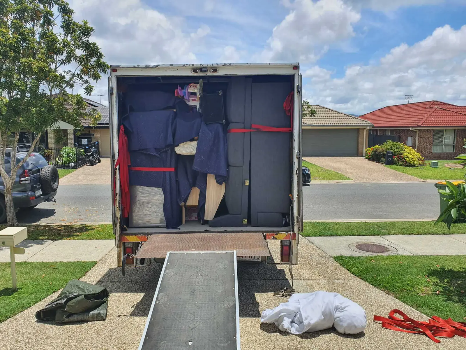 Protected household furniture ready for a residential move